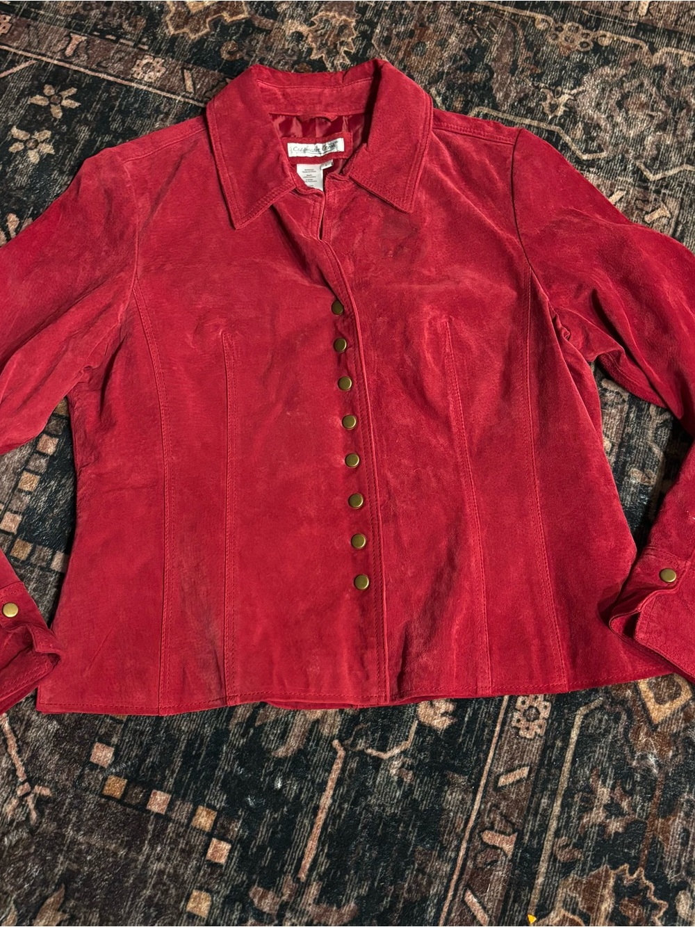 Coldwater Creek Red Suede Button-Front Jacket